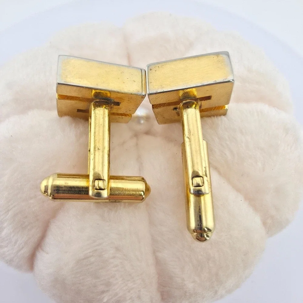 Vintage Monogram 'S' Cufflinks 3D Initial Block Letters Gold Tone FREE $HIPPING!